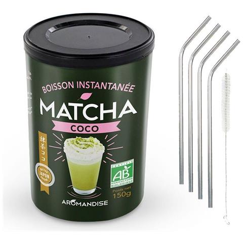 Bevanda Istantanea Tè Matcha Coco 150 G + 4 Cannucce In Acciaio Inossidabile - Foto 1