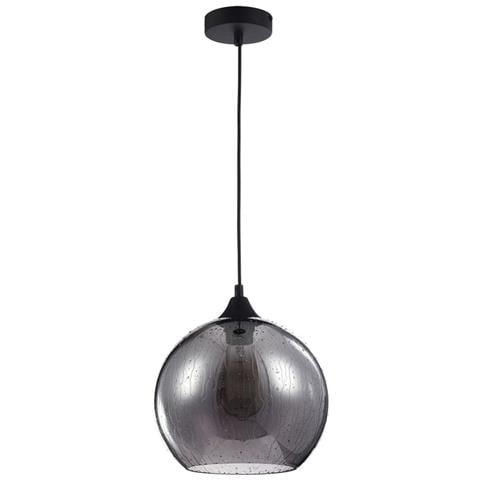 Sospensione Contemporanea Bergen Metallo Nero 1 Luce Diffusore Fumè - Foto 1