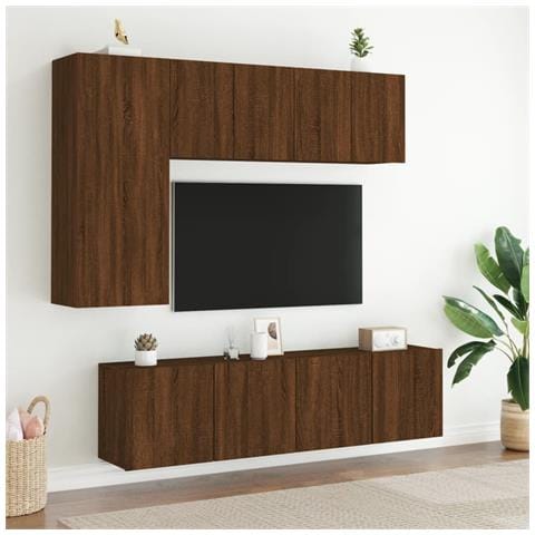 Mobili Tv A Parete 2pz Rovere Marrone 60x30x41 Cm - Foto 3