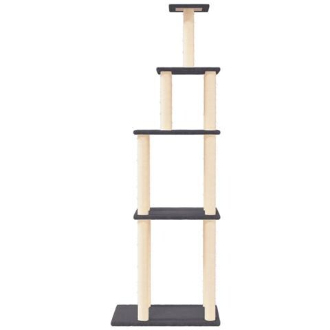 Albero Per Gatti Con Tiragraffi In Sisal Grigio Scuro 183 Cm - Foto 2