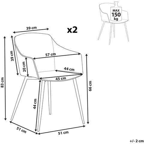 Set Di 2 Sedie Da Pranzo Bianco Fonda - Foto 2