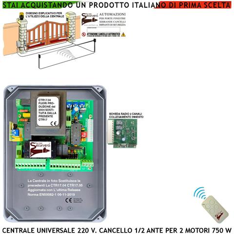 Ctr17 Pm8000 Centrale Cancello 2 Ante 220 V Con Scheda Radio 1 Radiocomando Regolazioni A Trimmer Selezione Funzione - Foto 1