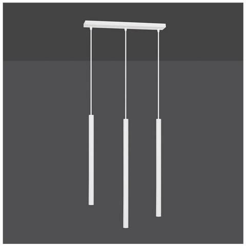 Lampada A Sospensione Selter - Bianco - Acciaio Verniciato A Polvere - 45x120x6 Cm - Foto 2