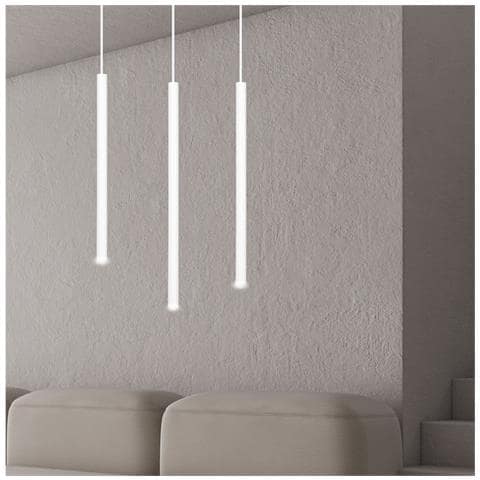 Lampada A Sospensione Selter - Bianco - Acciaio Verniciato A Polvere - 45x120x6 Cm - Foto 8