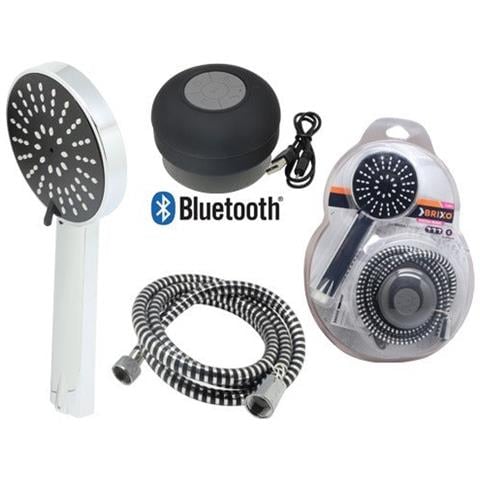 Kit Da Bagno Doccietta Regolabile Con Tubo Cromato E Cassa Bluetooth Impermeabile Per Musica Brixo Doccia Music Cromo - Foto 1
