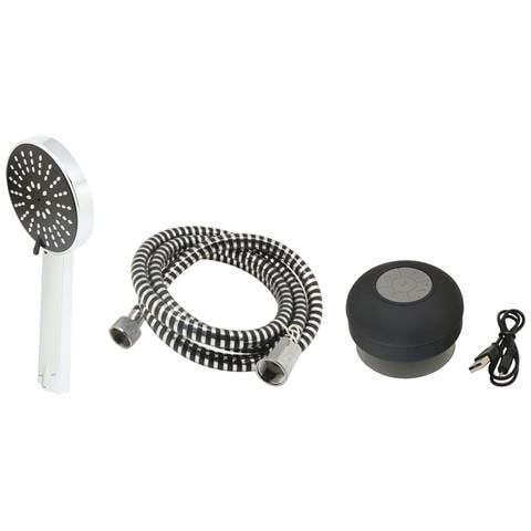 Kit Da Bagno Doccietta Regolabile Con Tubo Cromato E Cassa Bluetooth Impermeabile Per Musica Brixo Doccia Music Cromo - Foto 2