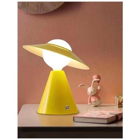 Lampada Da Tavolo Scrivania Comodino Lume Porta Lampadina E27 Lumetto Giallo - Foto 1