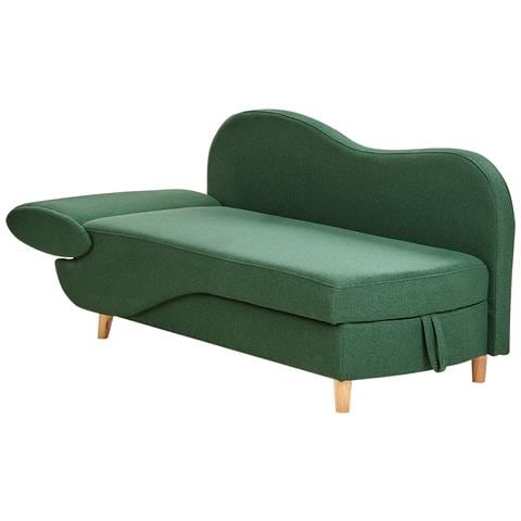 Chaise Longue Versione Sinistra Meri Lino Sintetico Verde Con Contenitore - Foto 6