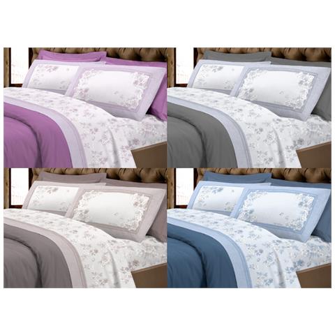 Completo Lenzuola Letto Calda Flanella 100% Cotone Disegno Praga Matrimoniale Grigio - Foto 2