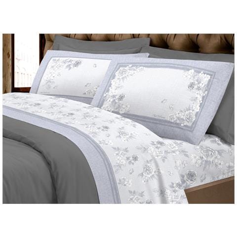 Completo Lenzuola Letto Calda Flanella 100% Cotone Disegno Praga Matrimoniale Grigio - Foto 1