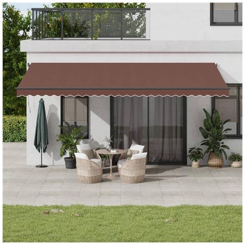 Tenda Da Sole Retrattile Manuale Con Led Marrone 600x350 Cm - Foto 1