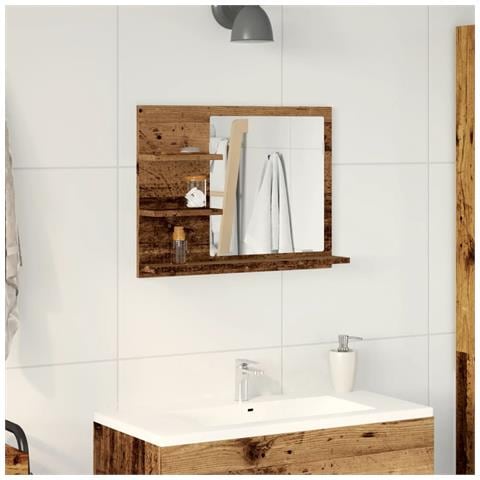 Armadietto A Specchio Da Bagno Legno Vecchio 60x10,5x45 Cm - Foto 3