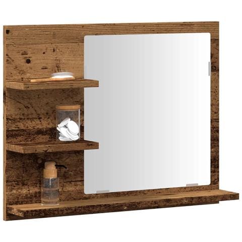 Armadietto A Specchio Da Bagno Legno Vecchio 60x10,5x45 Cm - Foto 1