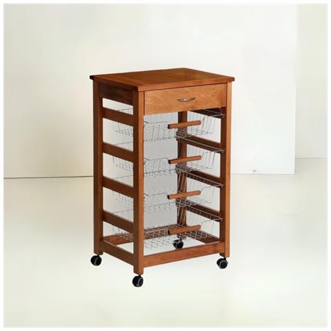 Carrello Vesuvio Con Cassetto Senza Base Con Piano In Legno Rovere - Foto 1
