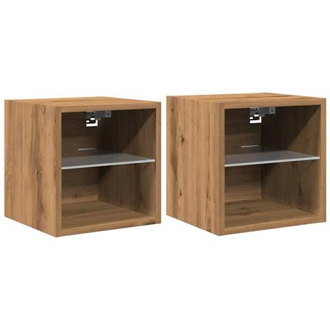 Mobili TV a Parete con Luci LED 2 pz Rovere Artigianale - Foto 1