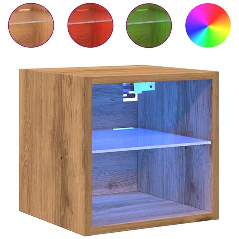 Mobili TV a Parete con Luci LED 2 pz Rovere Artigianale - Foto 10