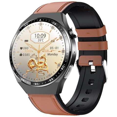 Smartwatch Con Ecg, Analisi Della Composizione Corporea, Analisi Della Composizione Del Sangue (acido Urico, Lipidi Nel Sangue) Black And Brown Leather Strap - Foto 1