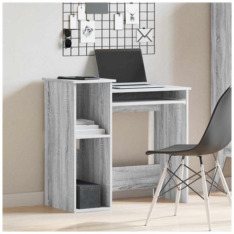 Scrivania Mensole Grigio Sonoma 84x40x78 Cm Legno Multistrato - Foto 3