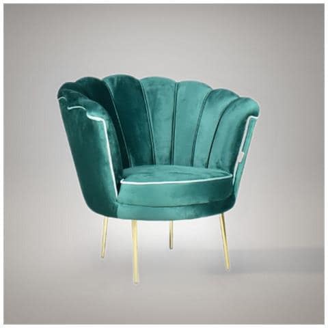 Poltrona Orel In Velluto Verde Scuro E Piedini Oro - Foto 1