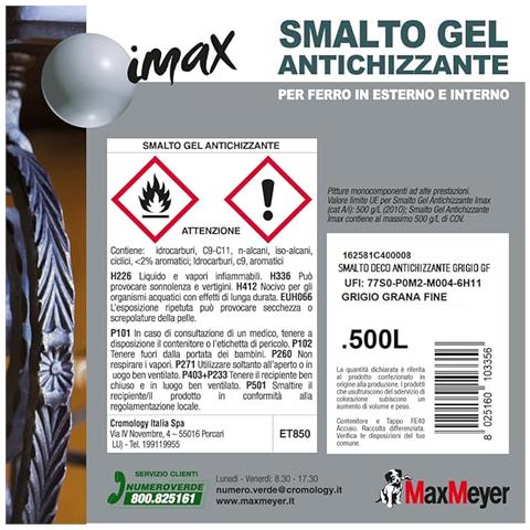 Maxmeyer Imax - Smalto Decorativo Antichizzante 0,5 L Grigio Ghisa Grana Fine - Foto 3