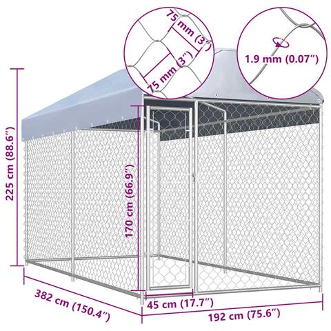Canile Da Esterno Con Tetto 382x192x225 Cm - Foto 4