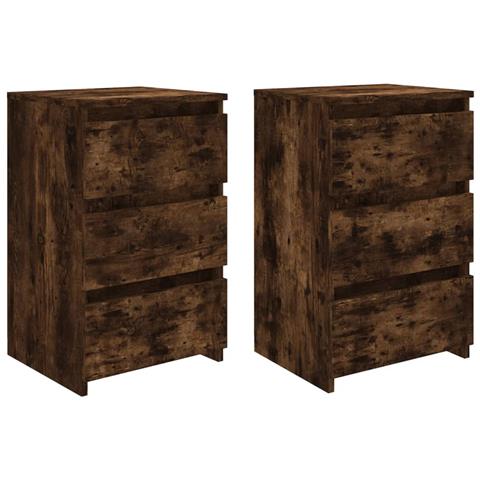 Lusso Casadino -  Comodini Rovere Fumo 2 Pz 40x35x62,5 Cm In Legno Multistrato - Foto 1