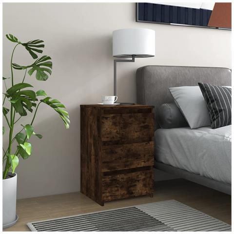 Lusso Casadino -  Comodini Rovere Fumo 2 Pz 40x35x62,5 Cm In Legno Multistrato - Foto 8