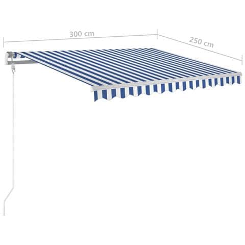 Tenda Da Sole Retrattile Manuale Con Led 3x2,5 M Blu E Bianco - Foto 8