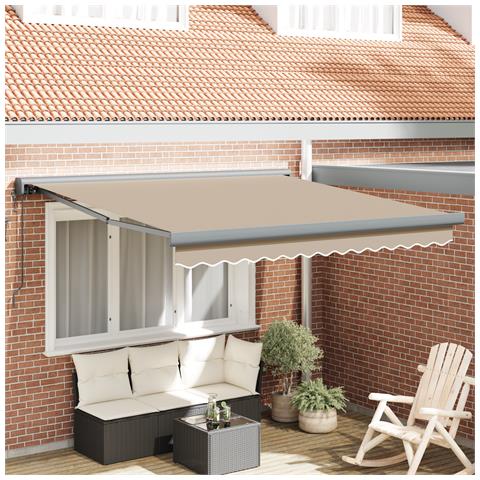 Tenda Retrattile Automatica Beige 300x250 cm, Tessuto di ricambio  per telaio 3x2.5 m Beige - Foto 2