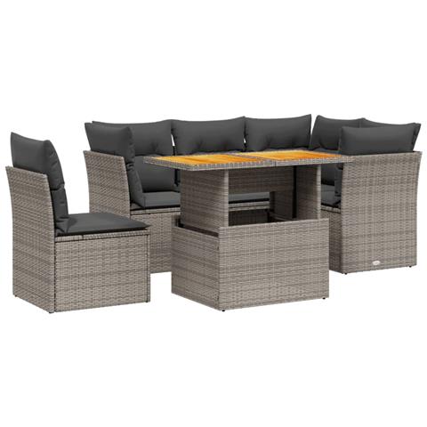 Set Divano da Giardino 5 pz con Cuscini Grigio in Polyrattan - Foto 1