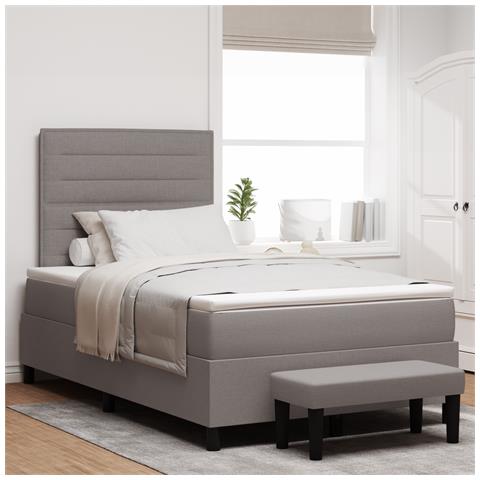 Letto box spring con materasso & panca taupe 120x200 cm in tessuto - Foto 2