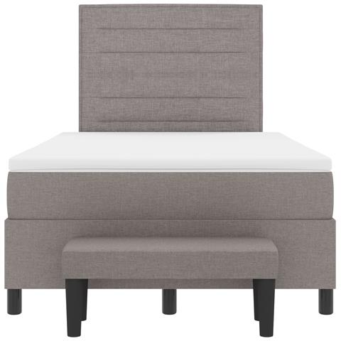Letto box spring con materasso & panca taupe 120x200 cm in tessuto - Foto 9