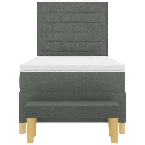 Letto con Box Spring, Materasso e Panchina Grigio Scuro 90x190 cm Tessuto - Foto 9