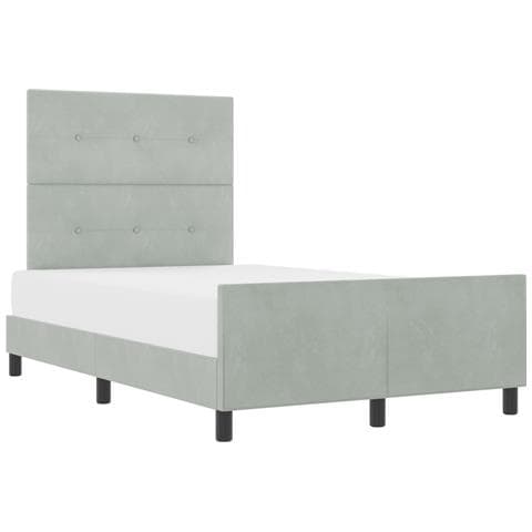 Struttura del letto in velluto grigio chiaro 120x200 cm - Foto 1