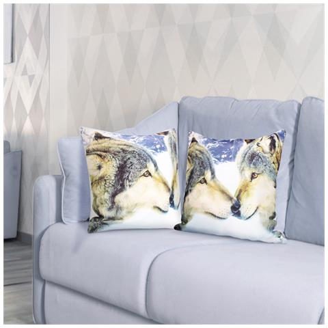 Set Di 2 Copricuscini 40x40 Cm Design Lupo - Foto 2