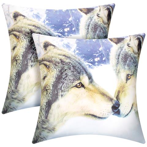 Set Di 2 Copricuscini 40x40 Cm Design Lupo - Foto 5