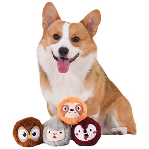Palla Giocattolo Per Cani Di Peluche Con Squittio Per Riporto Interattiva 4 Pezzi - Foto 4