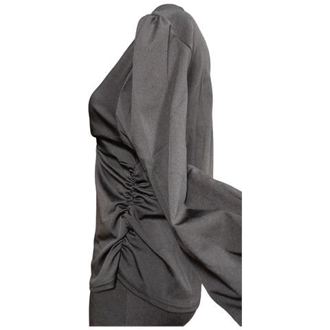 Elegante Camicetta Da Donna A Maniche Lunghe Con Scollo A V Nera Taglia Xl - Foto 5