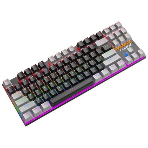 Tastiera Meccanica Cablata A 87 Tasti - Tastiera Da Gioco Rgb Hot-swappable Con Interruttore Blu Black+grey - Foto 2