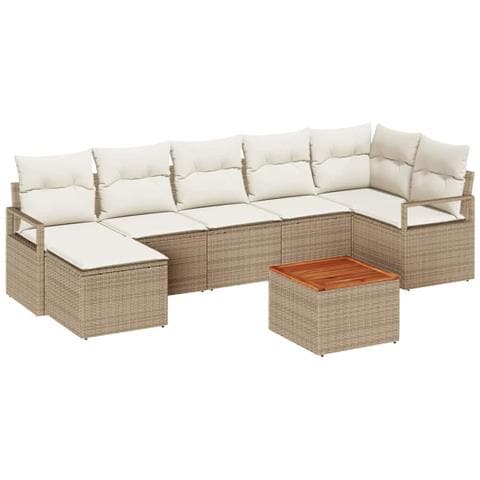 Set Divano da Giardino 8 pcs Beige e bianco - Foto 1