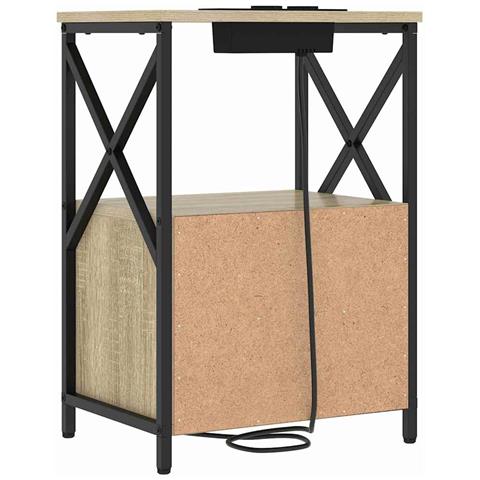 Comò con stazione di ricarica con cassetto 2 pcs rovere sonoma - Foto 9