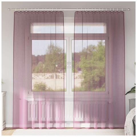 Tende in Voile con Tasche per Aste 2 pz Viola - Foto 2