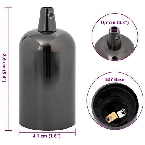 Portalampade 2 pz Nero Lucido E27 - Foto 8