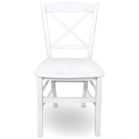 Sedia Da Pranzo Venezia Croce In Legno Bianco Anticato Con Finitura Ciliegio - Foto 6