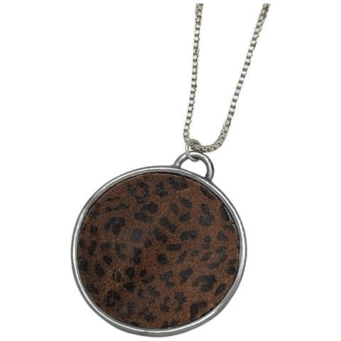 Collana Lunga Con Stampa Disco In Pelle E Argento 10µ - Foto 2