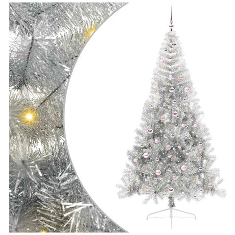 Albero di Natale artificiale con luci integrate Argento 240 cm - Foto 1