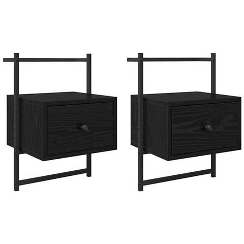 Armadio da Notte con cassetto 2 pcs Rovere Nero 35 x 30 x 51 cm - Foto 1