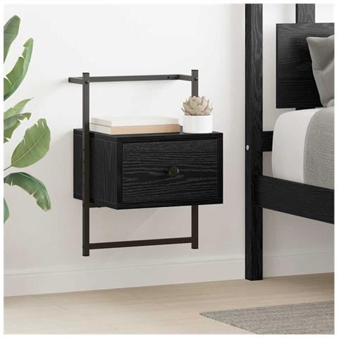 Armadio da Notte con cassetto 2 pcs Rovere Nero 35 x 30 x 51 cm - Foto 2