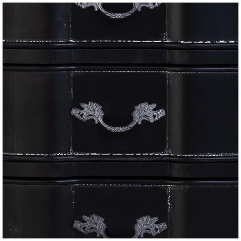 Comò In Legno Laccato Nero Invecchiato Con 5 Cassetti 50x40x98h Cm - Foto 8