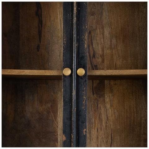 Vetrina In Legno E Vetro Rifinita Artigianalmente Con 4 Ante E 2 Cassetti Nera 85x40x180 - Foto 8